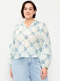Long-Sleeve Ruffle Trim Top