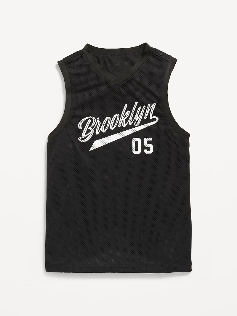 Mesh Graphic Basketball Tank Top for Boys