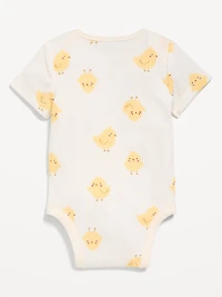 Printed Unisex Short-Sleeve Ribbed Bodysuit for Baby