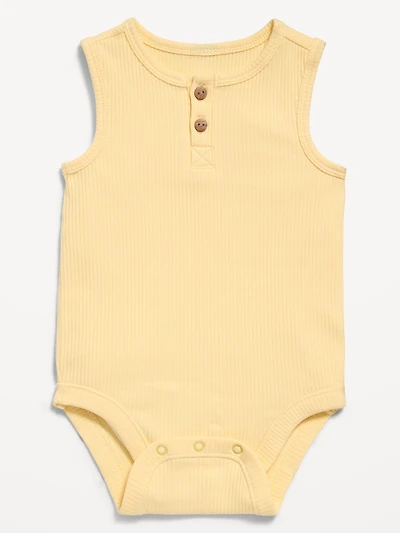 Sleeveless Ribbed Henley Bodysuit for Baby