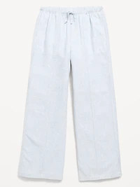Striped Linen-Blend Wide-Leg Pants for Girls