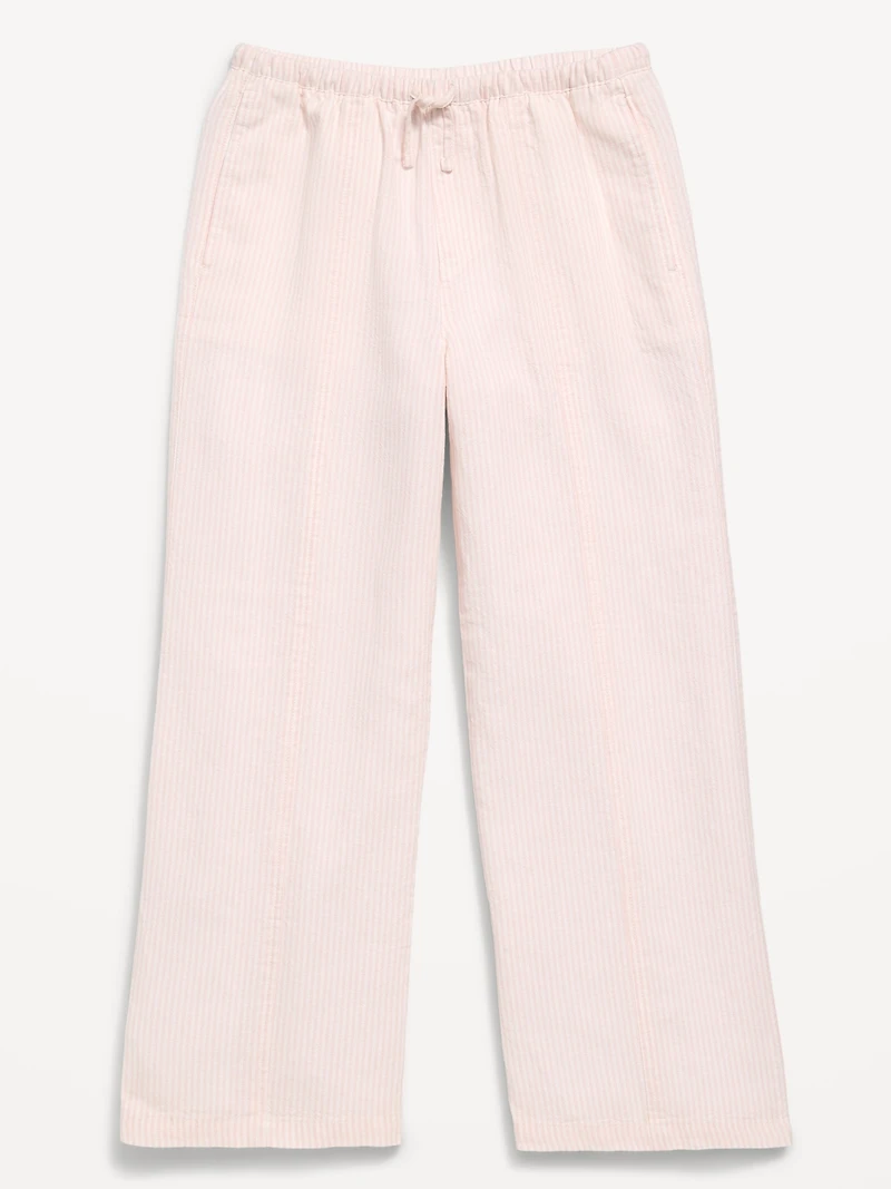 Striped Linen-Blend Wide-Leg Pants for Girls