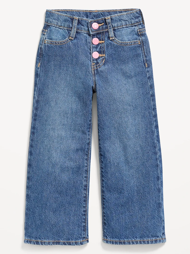 Baggy Button-Fly Wide-Leg Jeans for Toddler Girls