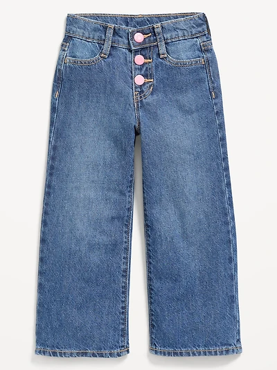 Baggy Button-Fly Wide-Leg Jeans for Toddler Girls