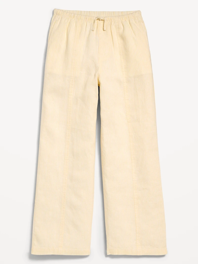 Striped Linen-Blend Wide-Leg Pants for Girls