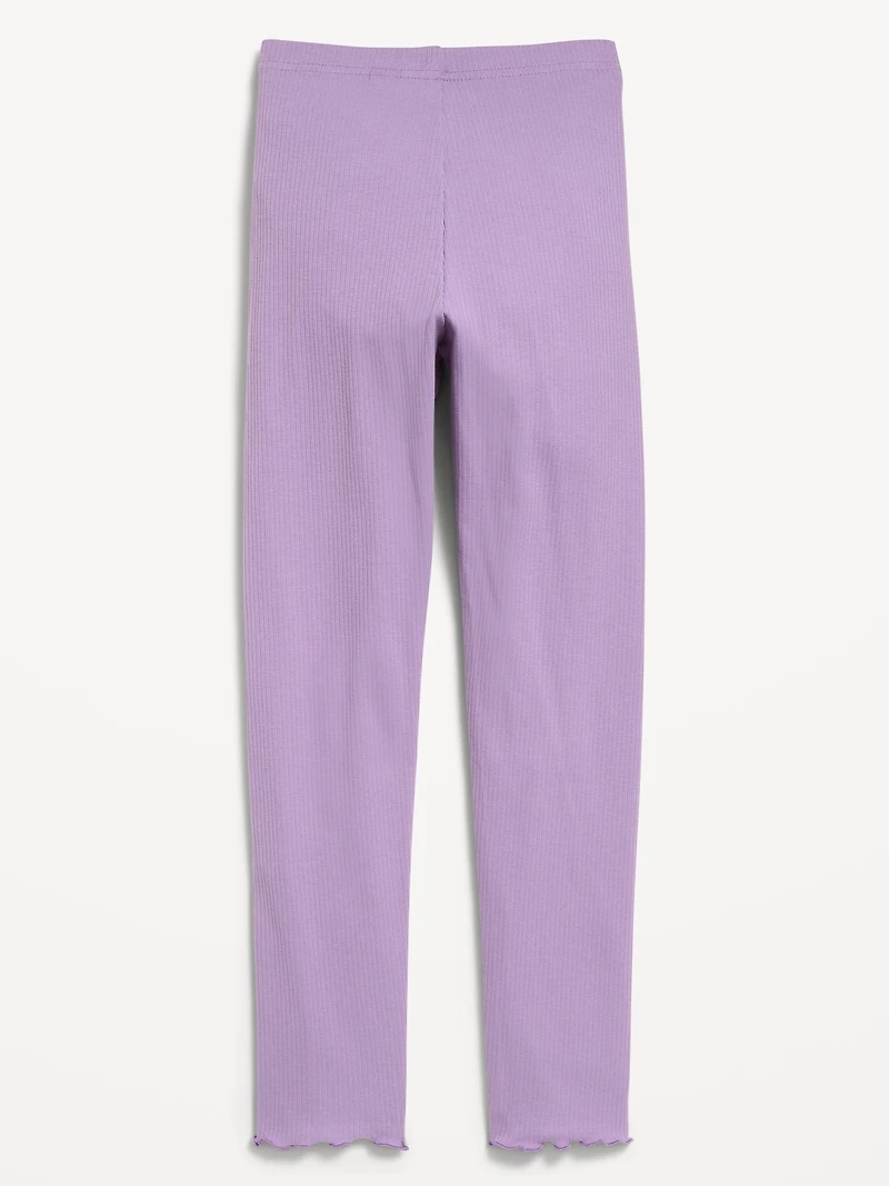 Ribbed Lettuce-Edge Leggings for Girls