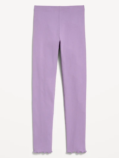 Ribbed Lettuce-Edge Leggings for Girls