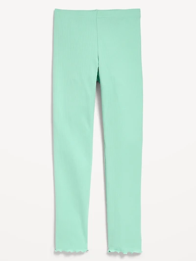 Ribbed Lettuce-Edge Leggings for Girls