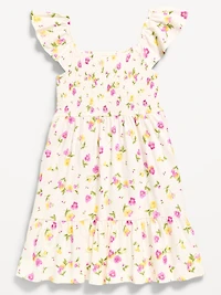 Printed Fit and Flare Smocked Dress for Girls