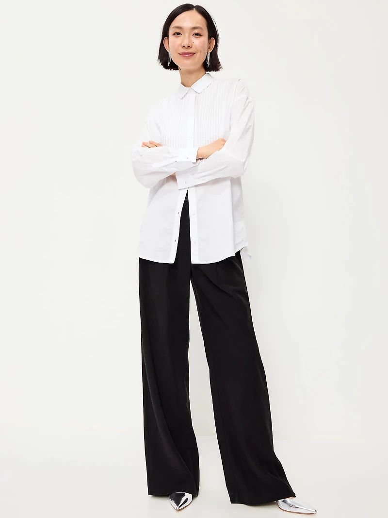 Oversized Button-Down Tuxedo Shirt