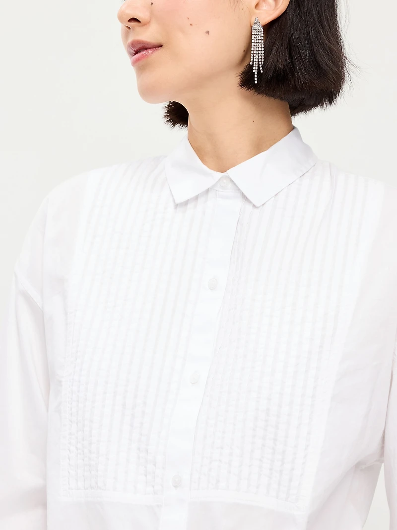 Oversized Button-Down Tuxedo Shirt