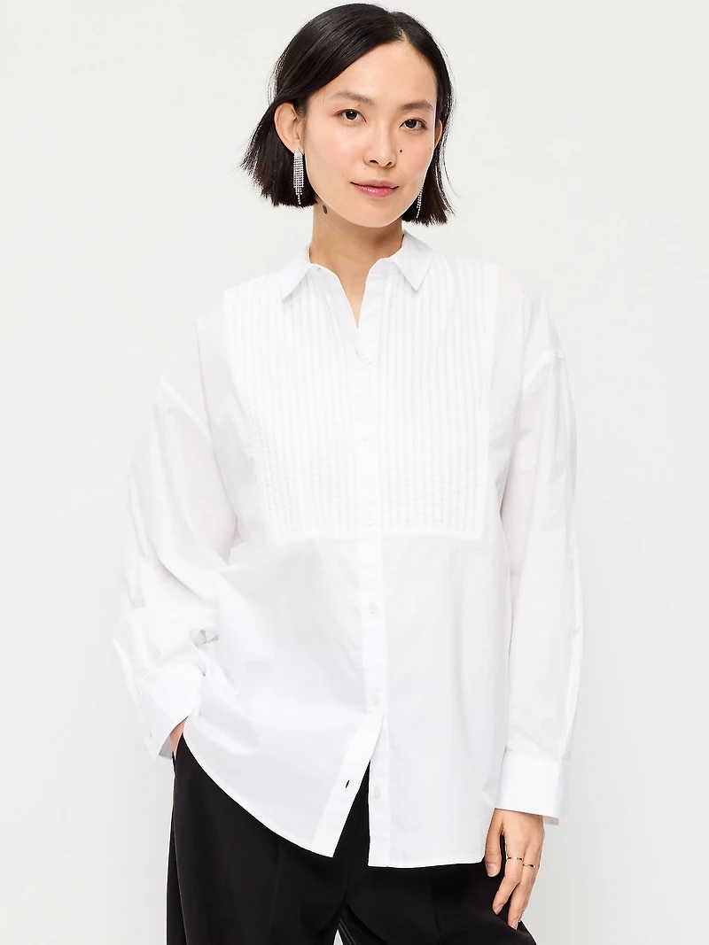Oversized Button-Down Tuxedo Shirt