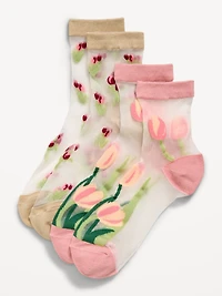 Sheer Quarter Crew Sock 2-Pack for Women