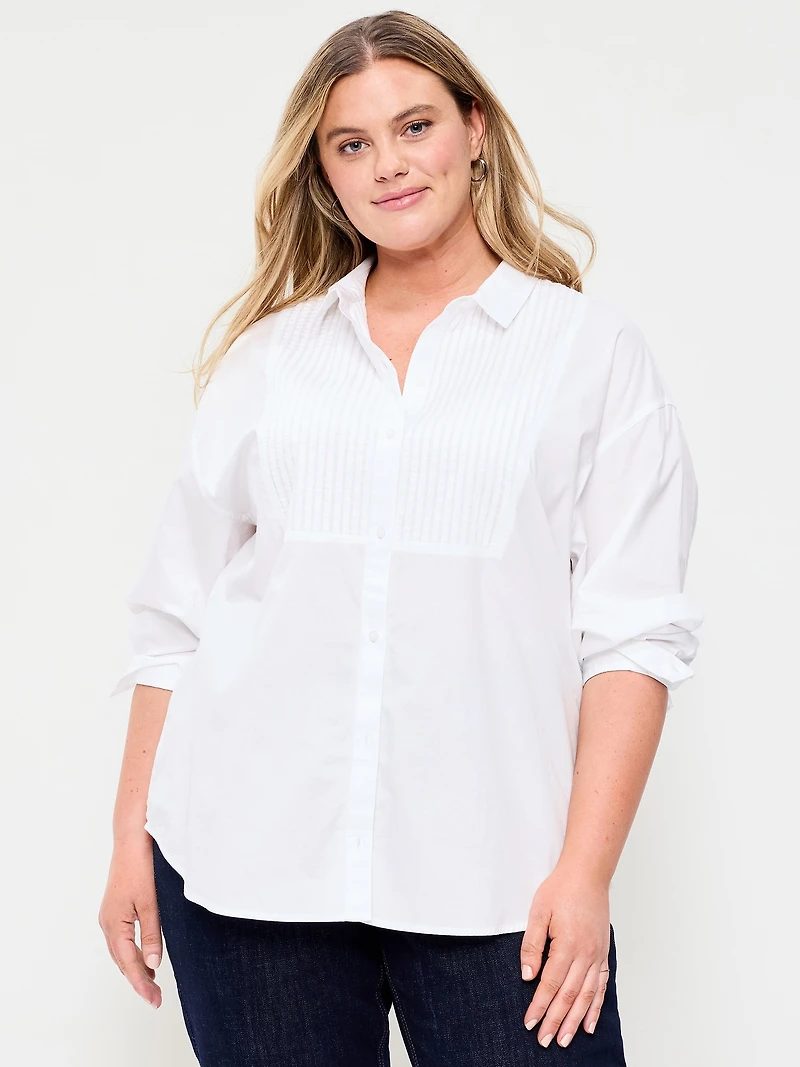 Oversized Button-Down Tuxedo Shirt