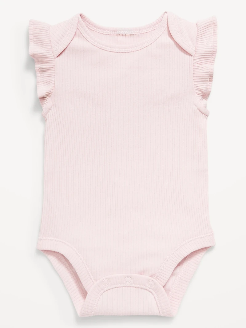 Ruffle-Sleeve Ribbed Bodysuit for Baby
