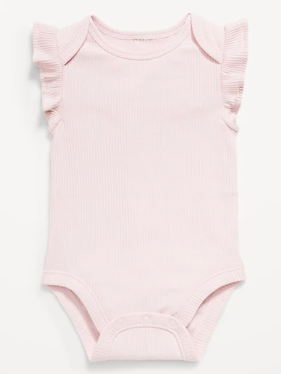 Ruffle-Sleeve Ribbed Bodysuit for Baby