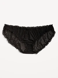 Ruffle-Edge Mesh Hipster Underwear