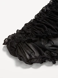 Ruffle-Edge Mesh Hipster Underwear