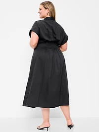 Smocked-Waist Midi Shirt Dress