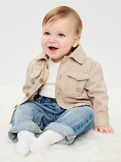 Striped Twill Shacket for Baby