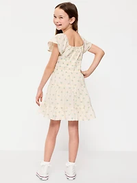 Printed Short-Sleeve Fit & Flare Dress for Girls