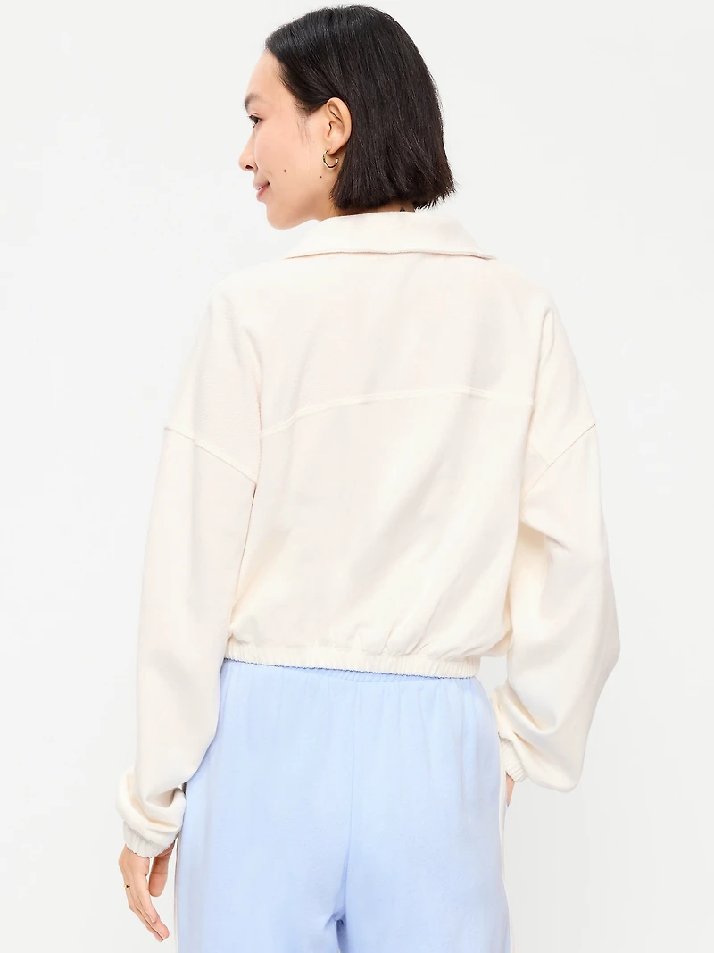 Button-Up Funnel-Neck Sweatshirt