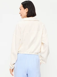 Button-Up Funnel-Neck Sweatshirt