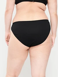 Ribbed Mid-Rise Bikini Swim Bottoms