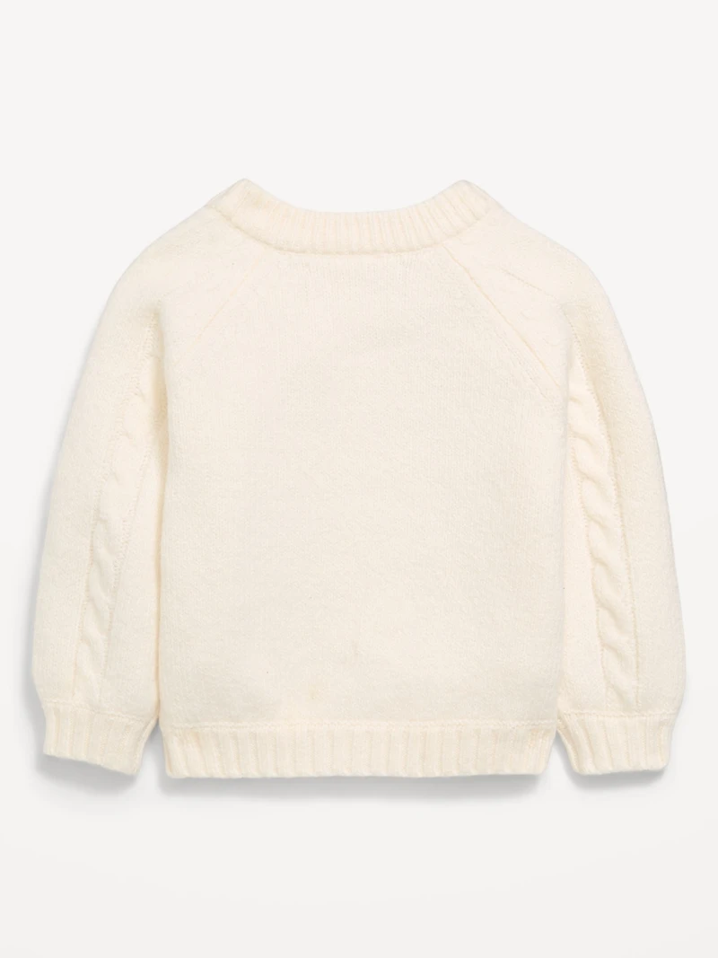 Long Raglan-Sleeve Embroidered Cardigan Sweater for Baby