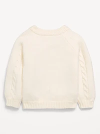 Long Raglan-Sleeve Embroidered Cardigan Sweater for Baby