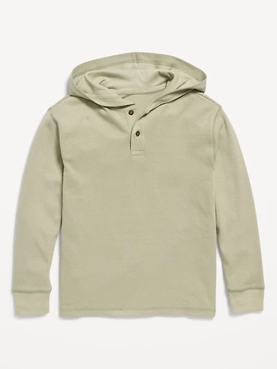 Cozy Hooded Henley Sweater for Boys