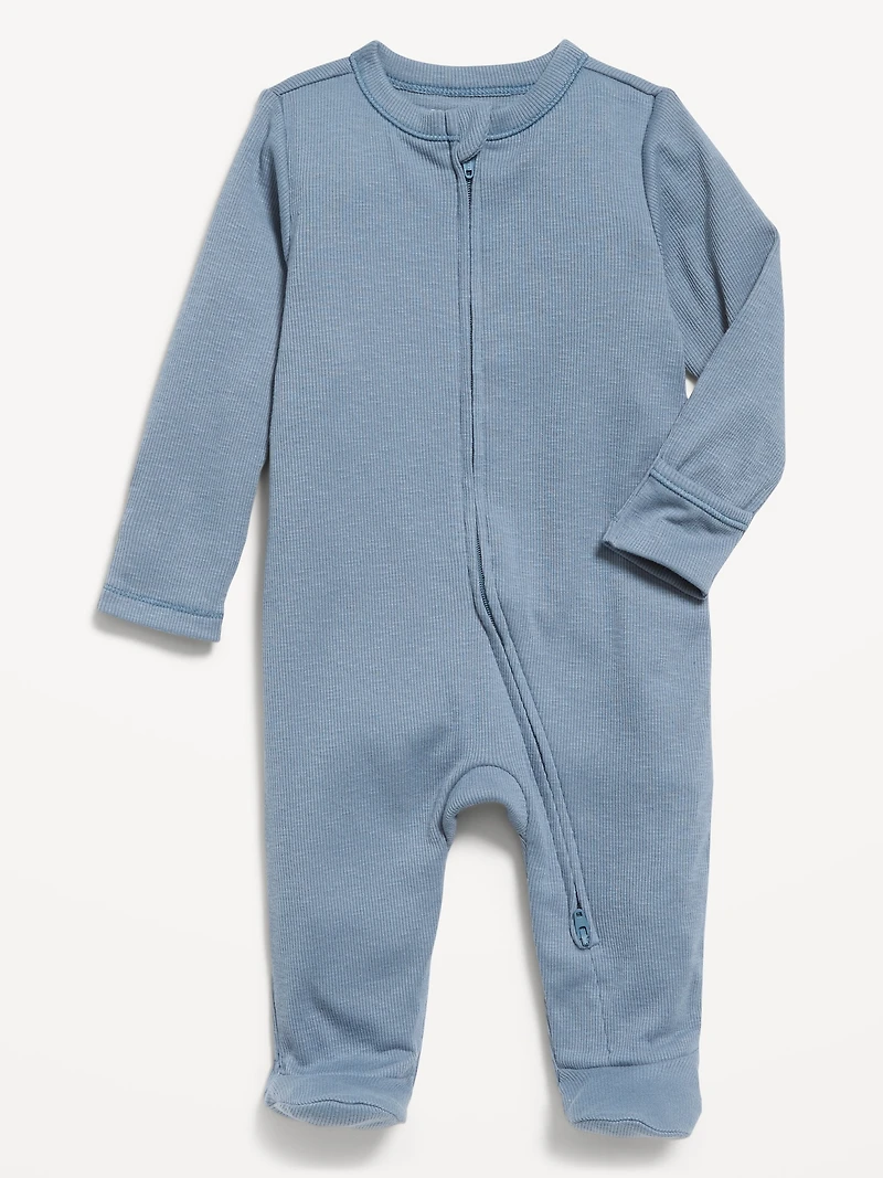 Textured Ribbed 2-Way-Zip Sleep & Play Footed One-Piece for Baby