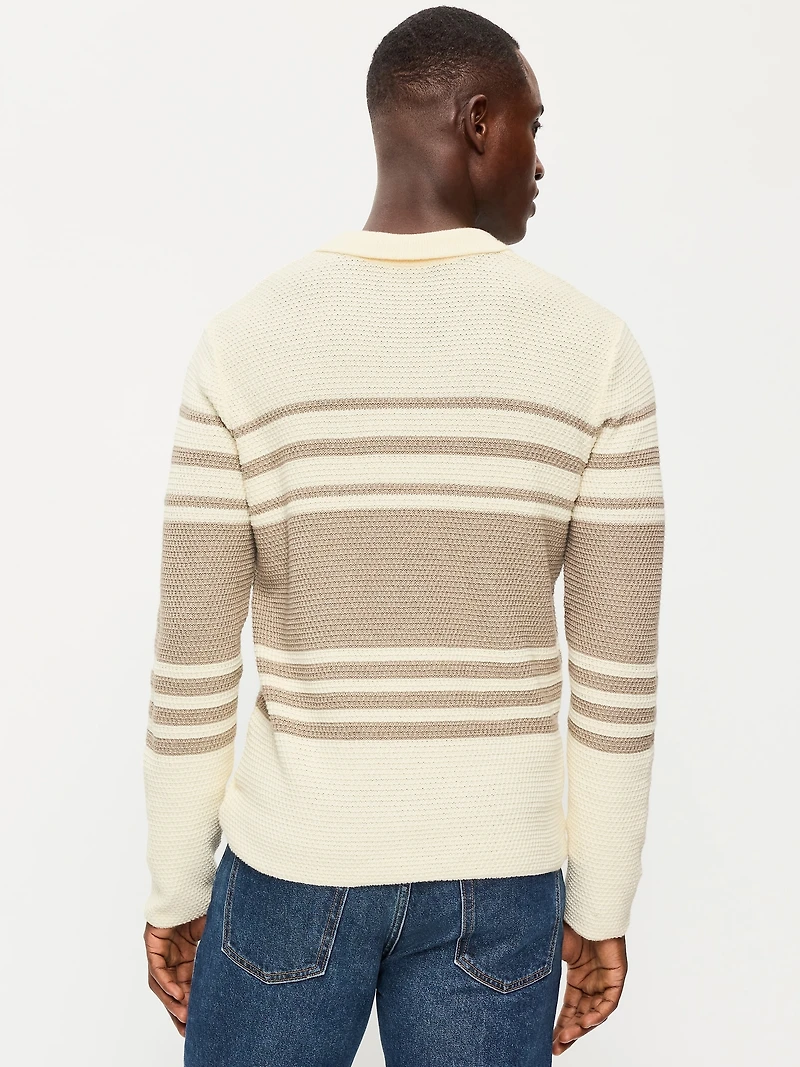 Long-Sleeve Collar Polo Sweater