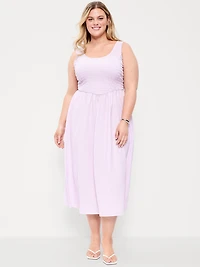 Fit & Flare Lightweight Smocked-Bodice Midi Dress
