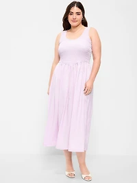 Fit & Flare Lightweight Smocked-Bodice Midi Dress
