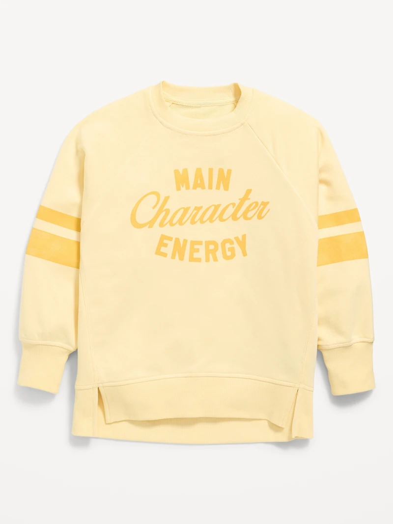 Oversized Long-Sleeve Graphic Tunic Sweatshirt for Girls