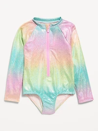 Long-Sleeve Rashguard One-Piece Swimsuit for Toddler Girls