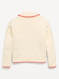 Long-Sleeve Scalloped Trim Cardigan Sweater for Toddler Girls