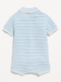 Collared Sweater-Knit One-Piece Romper for Baby