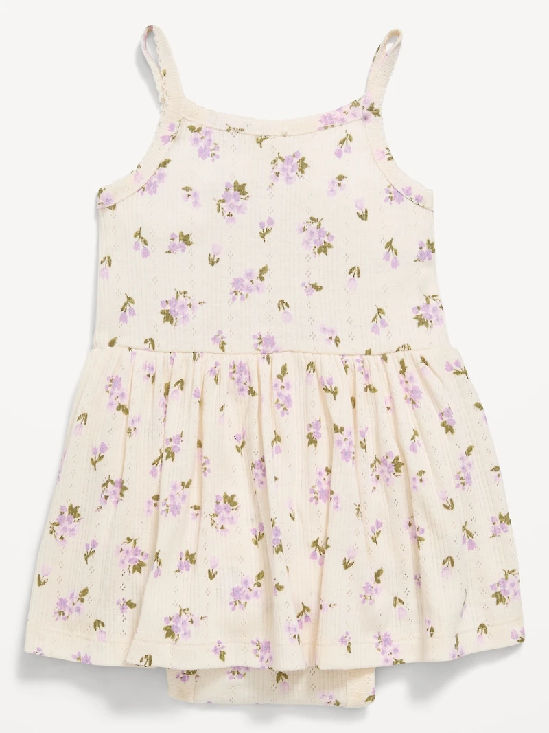 Printed Pointelle-Knit Bodysuit Dress for Baby