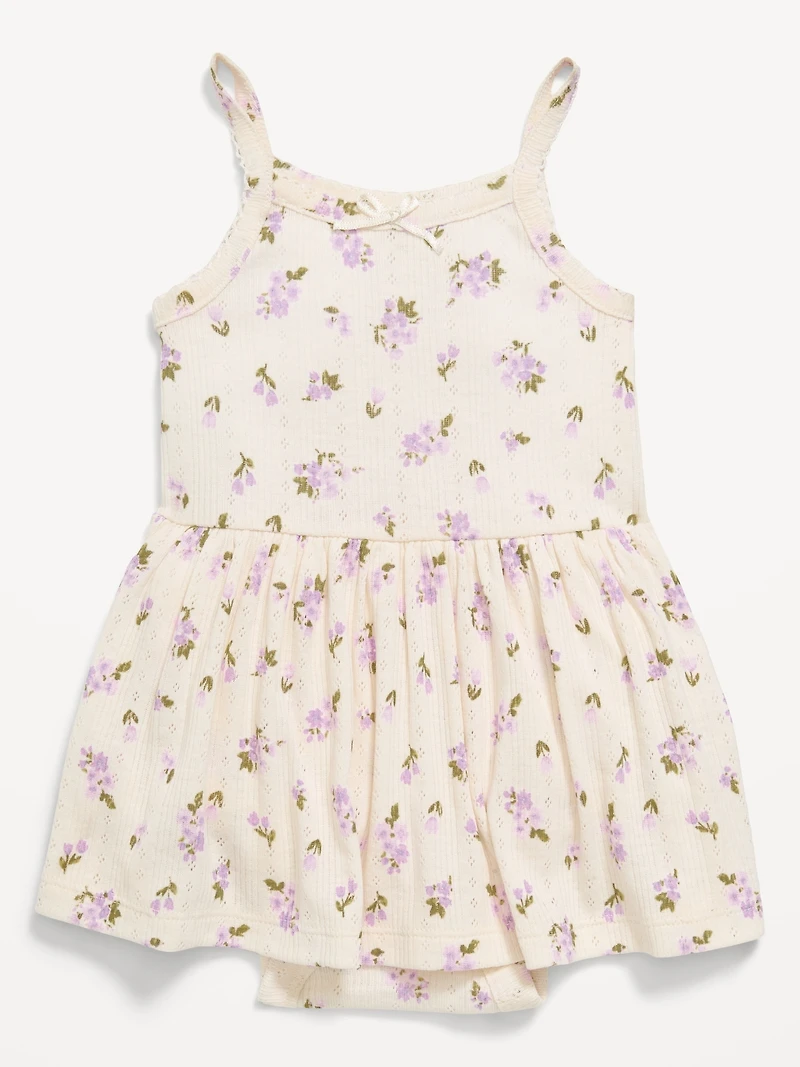 Printed Pointelle-Knit Bodysuit Dress for Baby