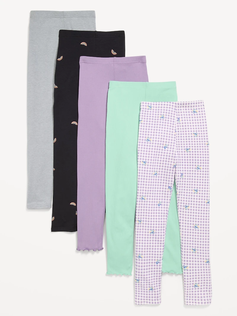 Full-Length Leggings Variety 5-Pack for Girls