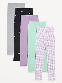 Full-Length Leggings Variety 5-Pack for Girls