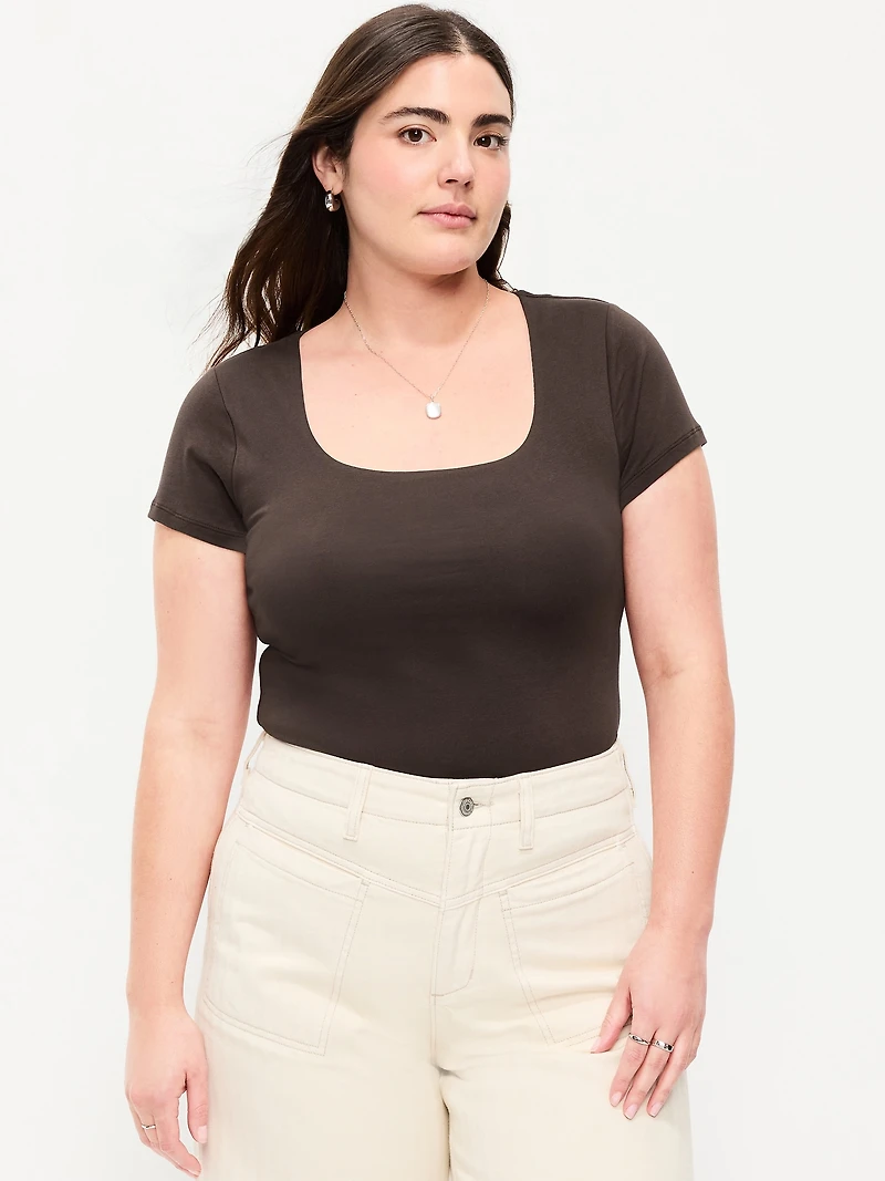 Hug Double-Layer Scoop-Neck Top