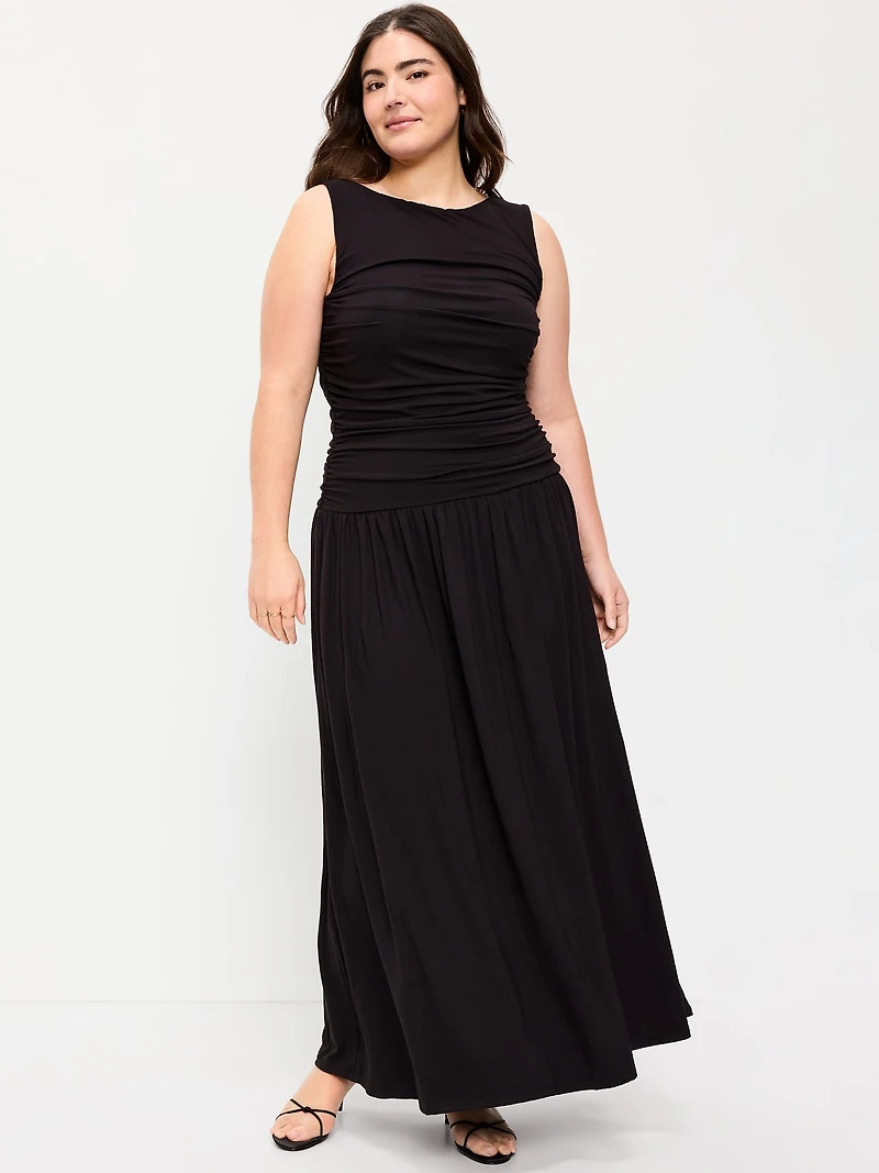 Fit & Flare Drop-Waist Maxi Dress