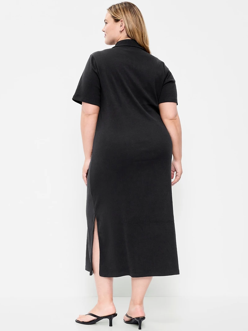 Short-Sleeve Polo Midi Dress