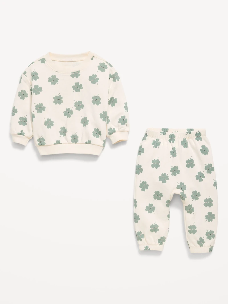 Printed French Terry Sweatshirt and Sweatpants Set for Baby
