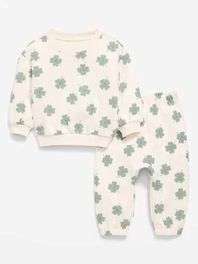 Printed French Terry Sweatshirt and Sweatpants Set for Baby