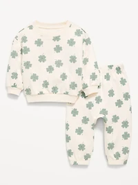 Printed French Terry Sweatshirt and Sweatpants Set for Baby