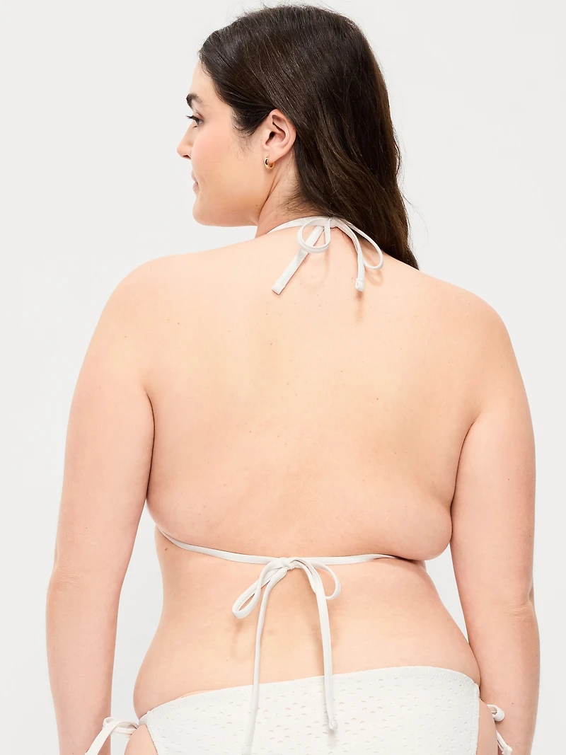 Eyelet Triangle String Bikini Swim Top